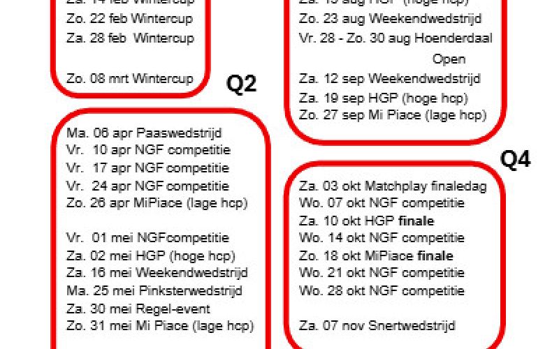 hoenderdaal Wedstrijdkalender 2026
